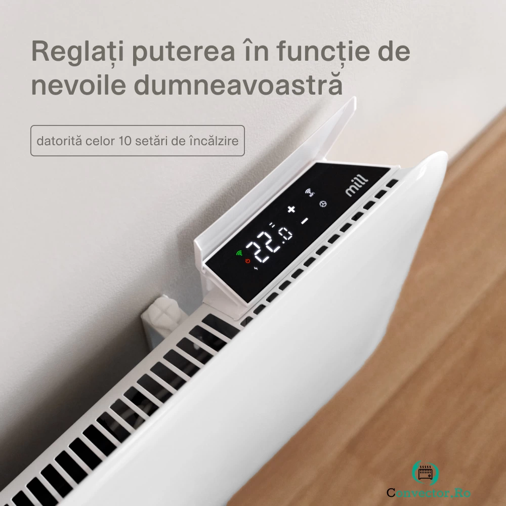 Convector de perete, Mill Invisible WIFI, 19m², 900W